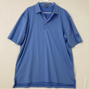 Peter Millar Blue Striped‎ Summer Comfort Short Sleeve Polo Shirt XL